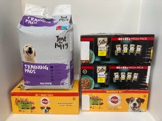 5 X ASSORTED PET ITEMS TO INCLUDE BOX OF PEDIGREE MIXED SELECTION PACK DOG FOOD IN VARIOUS FLAVOURS - BBE: 18.06.2026: LOCATION - E2