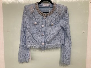 SELF PORTRAIT WOMEN'S BLUE LACE EMBELLISHED TOP - UK SIZE 8 - RRP £260: LOCATION - BOOTH