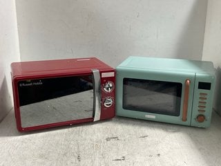 HADEN 800W DIGITAL RETRO STYLE MICROWAVE OVEN TO INCLUDE RUSSELL HOBBS RHMM701R-N MANUAL MICROWAVE: LOCATION - H10