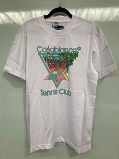 CASA BLANCA TENNIS CLUB PASTELLE PRINTED T-SHIRT - WHITE - UK SIZE X-LARGE - RRP £255: LOCATION - BOOTH