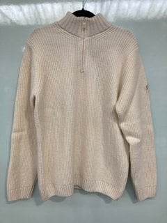 HENRI LLOYD CABLE KNIT CHUNKY RIB-KNIT WOOL SWEATER - ASTON CREAM - UK SIZE MEDIUM - RRP £175: LOCATION - BOOTH