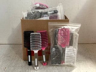 QTY OF 3 PACK BOAR BRISTLE HAIR BRUSHES IN WHITE/PINK/BLACK: LOCATION - H7