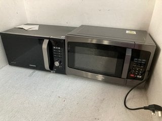 SAMSUNG MS23F301TAK MICROWAVE OVEN IN BLACK TO INCLUDE TOSHIBA SIMPLICITY MATTERS DIGITAL SOLO MICROWAVE IN BLACK - MODEL NO MLEM23P: LOCATION - H5