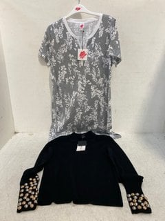 JOHN LEWIS & PARTNERS WETERIA NIGHTDRESS IN GREY/WHITE - UK SIZE 10 TO INCLUDE JOHN LEWIS & PARTNERS EMB CUFF SWEATER IN BLACK-UK SIZE 10 : RRP £149.00: LOCATION - G1