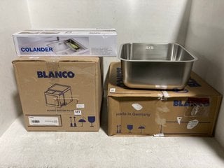 3 X ASSORTED BLANCO HOUSEHOLD ITEMS TO INCLUDE BLANCO MULTIFUNCTIONAL COLANDER IN STAINLESS STEEL: LOCATION - G3