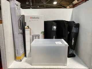 QTY OF ASSORTED HOUSEHOLD ITEMS TO INCLUDE BRABANTIA NEWLCON 30L PEDAL BIN IN STAINLESS STEEL: LOCATION - G3