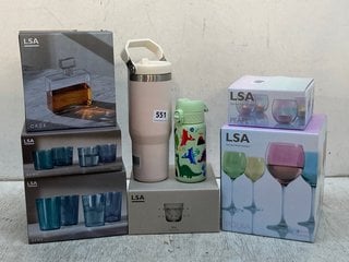 QTY OF ASSORTED HOUSEHOLD ITEMS TO INCLUDE LSA INTERNATIONAL 4 PACK POLKA WINE GLASSES: LOCATION - G4