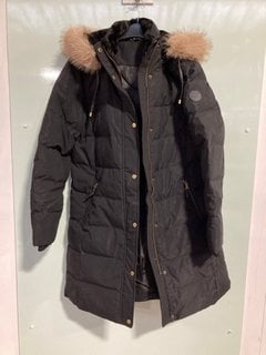 RALPH LAUREN LADIES HOODED COAT IN BLACK- UK SIZE L - RRP £319.00: LOCATION - G5