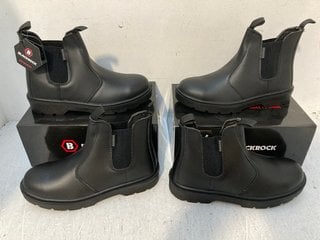 2 X PAIRS OF BLACKROCK DEALER SAFETY BOOTS IN BLACK- UK SIZE 9: LOCATION - G7