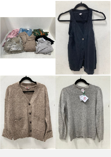 QTY OF ASSORTED JOHN LEWIS & PARTNERS LADIES CLOTHING IN VARIOUS SIZES TO INCLUDE CASHMERE CREW NECK SWEATER IN GREY- UK SIZE 10: LOCATION - G8