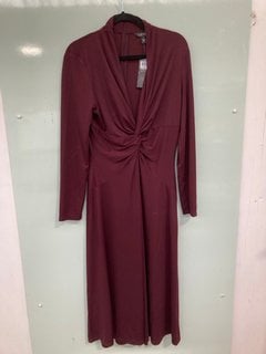 RALPH LAUREN BRAYELLE LONG SLEEVED DRESS IN BURGUNDY- UK SIZE 18 : RRP £189.00: LOCATION - G8