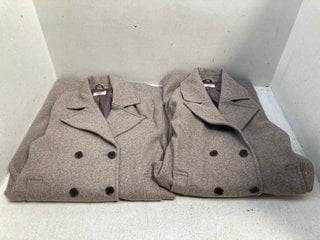 2 X JOHN LEWIS & PARTNERS LADIES WOOL BLEND LONG COATS IN BROWN- UK SIZE S: LOCATION - G9