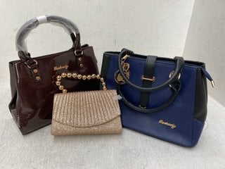 3 X ASSORTED BAGS TO INCLUDE SMALL HANDBAG IN GOLD: LOCATION - G11