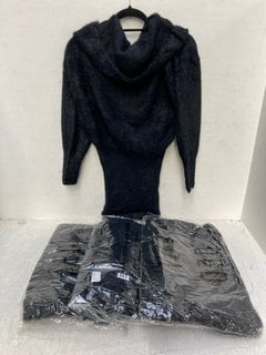 4 X QED LONDON ROLL NECK FLUFFY DRESSES IN BLACK - VARIOUS SIZES TO INCLUDE UK SIZE M/L: LOCATION - G11