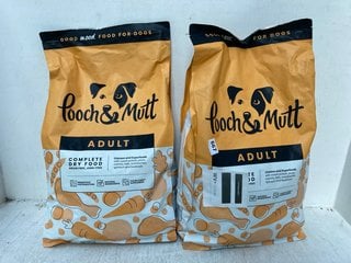 2 X 10KG BAGS OF POOCH & MUTT ADULT COMPLETE DRY DOG FOOD WITH CHICKEN AND SUPERFOODS- BBE 30.09.25: LOCATION - G11