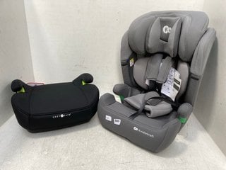 KINDERKRAFT COMFORT-UP ISIZE BELTED CAR SEAT IN GREY TO INCLUDE COZY N SAFE BOOSTER SEAT: LOCATION - G12