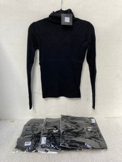 4 X QED LONDON ROLL NECK RIBBED JUMPERS IN BLACK- VARIOUS SIZES TO INCLUDE S/M: LOCATION - G13