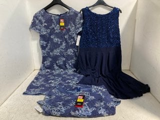 3 X KLASS WOMENS CLOTHING IN VARIOUS DESIGNS & SIZES TO INCLUDE TOP EMBROIDERED DRESS IN NAVY - UK SIZE 18: LOCATION - WH1