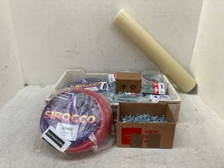 QTY OF ASSORTED HARDWARE ITEMS TO INCLUDE SIROCCO HOSE ASSAY 10MM AC3/8" 10 METRE HOSE: LOCATION - G15