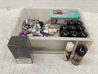 QTY OF ASSORTED VAPE JUICES ITEMS TO INCLUDE DRIFTER 0MG BAT JUICE IN SWEET STRAWBERRY ICE (PLEASE NOTE: 18+YEARS ONLY. ID MAY BE REQUIRED): LOCATION - G15