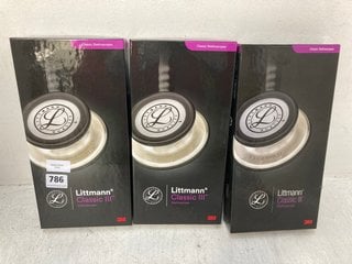 3 X 3M LITTMANN CLASSIC 111 STETHOSCOPES - COMBINED RRP £270.00: LOCATION - F15