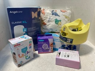 QTY OF ASSORTED BABY ITEMS TO INCLUDE ANGELCARE CLASSIC XL NAPPY DISPOSAL BIN IN WHITE: LOCATION - F14