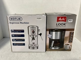 KOTLIE ESPRESSO COFFEE MAKER IN STAINLESS STEEL TO ALSO INCLUDE MELITTA LOOK PERFECTION ESPRESSO COFFEE MAKER IN BLACK/SILVER: LOCATION - F13