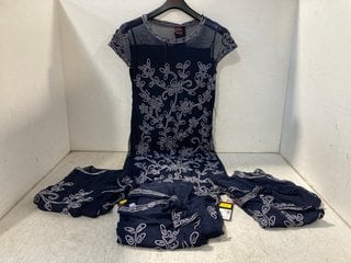 4 X KLASS WOMENS STRAIGHT KNEE LENGTH EMBROIDERED DRESSES IN NAVY - VARIOUS UK SIZES TO INCLUDE UK SIZE 10: LOCATION - WH2