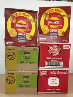 6 X ASSORTED BOXES OF CRISPS TO INCLUDE 2 X BOXES OF WALKERS CLASSIC VARIETY PACK CRISPS IN VARIOUS FLAVOURS - BBE: 07.12.2024: LOCATION - F12