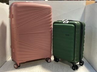 AEROSTAR 4 WHEELED HARD SHELL MEDIUM SUITCASE IN PINK TO ALSO INCLUDE ANTLER 4 WHEELED HARD SHELL CABIN CASE IN GREEN: LOCATION - F11