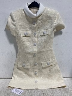 SELF PORTRAIT BOUCLE COLLARED MINI DRESS IN CREAM - SIZE UK 6 - RRP £400: LOCATION - F10