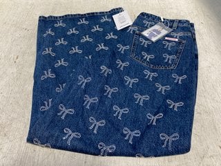 SELF PORTRAIT RHINESTONE BOW DENIM JEANS IN BLUE - SIZE UK 30 - RRP £350: LOCATION - F10