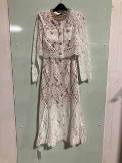 SELF PORTRAIT LACE EMBELLISHED MIDI DRESS IN WHITE - SIZE UK 4 - RRP £460: LOCATION - F10