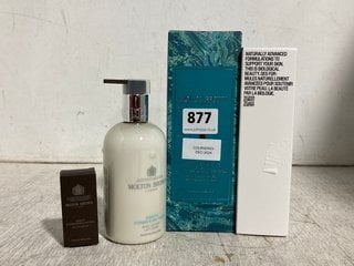 4 X ASSORTED BEAUTY ITEMS TO INCLUDE MOLTON BROWN 400ML INFINITE BOTTLE COASTAL CYPRESS & SEA FENNEL BATH & SHOWER GEL: LOCATION - F10