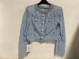 SELF PORTRAIT LACE EMBELLISHED TOP IN BLUE - SIZE UK 4 - RRP £260: LOCATION - F10