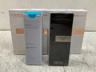 5 X ASSORTED YODEYMA 50ML EAU DE PARFUMS TO ALSO INCLUDE BRAVA SKIN BARRIER SPRAY: LOCATION - F7