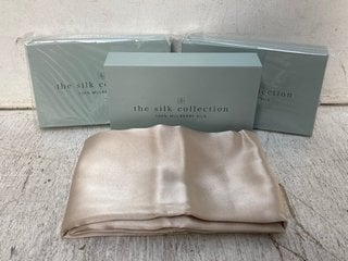 3 X THE SILK COLLECTION 100% MULBERRY SILK PILLOWCASES IN GOLD - COMBINED RRP £180.00: LOCATION - F6