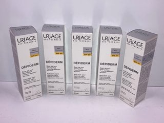 5 X URIAGE DEPIDERM ANTI - DARK SPOT DAYTIME CARE WITH SPF 50 - COMBINED RRP £130: LOCATION - TABLE 3