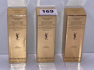 3 X YVES SAINT LAURENT TOUCHE ECLAT LE TEINT FOUNDATION IN THE SHADE BR40 COOL SAND - COMBINED RRP £120: LOCATION - TABLE 4