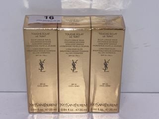 3 X YVES SAINT LAURENT TOUCHE ECLAT LE TEINT FOUNDATION IN SHADE BR40 COOL SAND - COMBINED RRP £120: LOCATION - TABLE 1