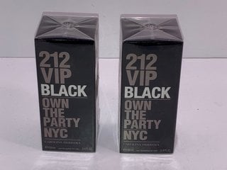 2 X CAROLINA HERRERA 212 VIP BLACK 100ML EAU DE PARFUM FOR MEN - COMBINED RRP £157: LOCATION - TABLE 1