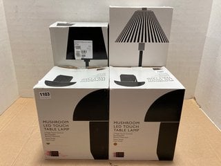 4 X ASSORTED JOHN LEWIS & PARTNERS LIGHTS TO INCLUDE 2 X MUSHROOM LED TOUCH TABLE LAMPS: LOCATION - AR6