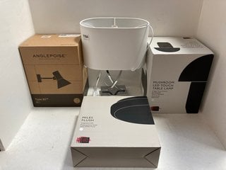 4 X ASSORTED LIGHTS TO INCLUDE JOHN LEWIS & PARTNERS MUSHROOM LED TOUCH TABLE LAMP: LOCATION - AR11