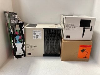 4 X ASSORTED JOHN LEWIS & PARTNERS LIGHTS TO INCLUDE SPINDLE WALL LIGHT: LOCATION - AR12