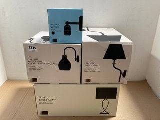 4 X ASSORTED JOHN LEWIS & PARTNERS LIGHTS TO INCLUDE TOM TABLE LAMP: LOCATION - AR16