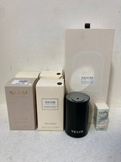 QTY OF ASSORTED NEOM WELLBEING ITEMS TO INCLUDE 3 X MINI POD ESSENTIAL OIL DIFFUSERS: LOCATION - BR9