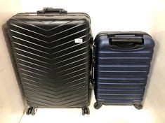 2 X JOHN LEWIS TRAVEL CASES HARDSHELLS SPINNERS 1 X BLACK MEDIUM/LARGE, 1 X NAVY BLUE SMALL