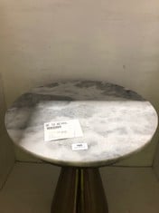 GREY MARBLE TOP SIDE TABLE WITH GOLD BASE