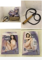 BOX OF CALEXOTICS INFLATABLE TEMPTING TEMPTRESS DOLLS TO INCLUDE BROWN WHIP