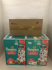 2 X PAMPERS BABY-DRY PANTS SIZE 4 180-PACK TO INCLUDE BEAMING BABY ORGANIC BAMBOO NAPPIES 4X26-104PCS